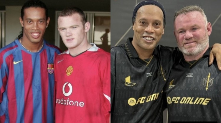 跨越20年~小罗和鲁尼合影对比，岁月对谁“下手”更狠？