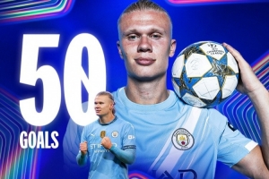 新的里程碑到来！欧冠官方更新海报祝贺哈兰德50球