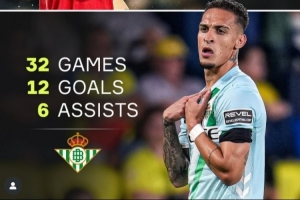 蜕变，安东尼效力贝蒂斯32场参与18球，已超过曼联生涯96场数据