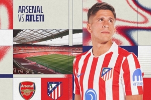 马竞晒欧冠客战阿森纳海报：朱利亚诺-西蒙尼单人出镜